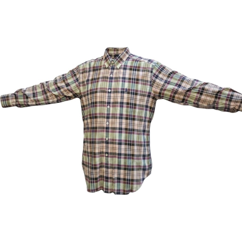 Ralph Lauren‎ Blake Plaid Button Up Long Sleeve Shirt Mens Sz L Preppy Classic